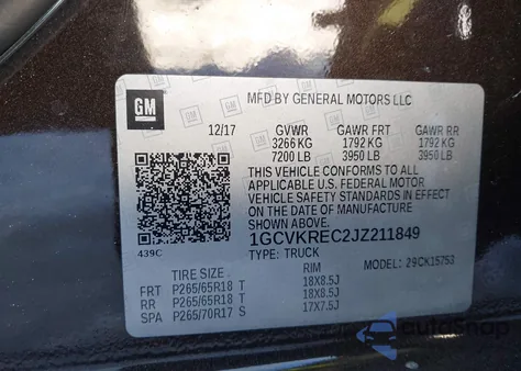 2018 Chevrolet Silverado 1500 2Lt from USA, damaged, VIN 1GCVKREC2JZ211849